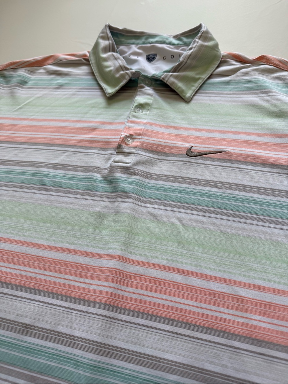 Nike Men’s 2000s Vintage Striped Polo Shirt - Pastel Multi Embroidered Sz XL